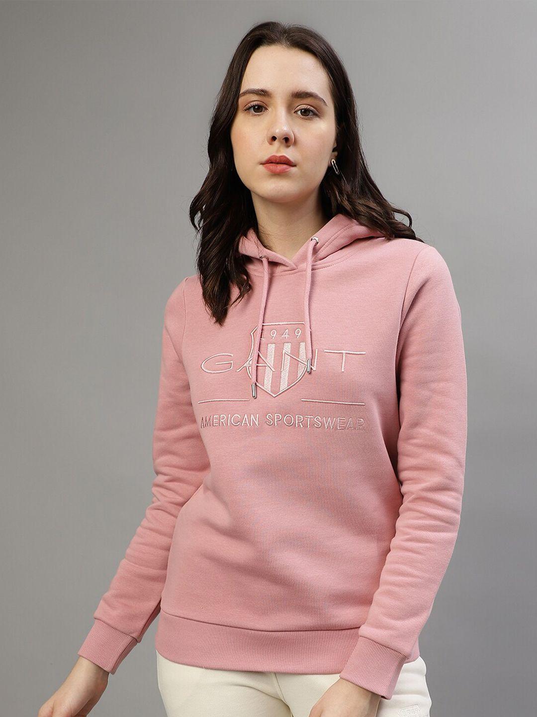 gant embroidered hooded pullover sweatshirt