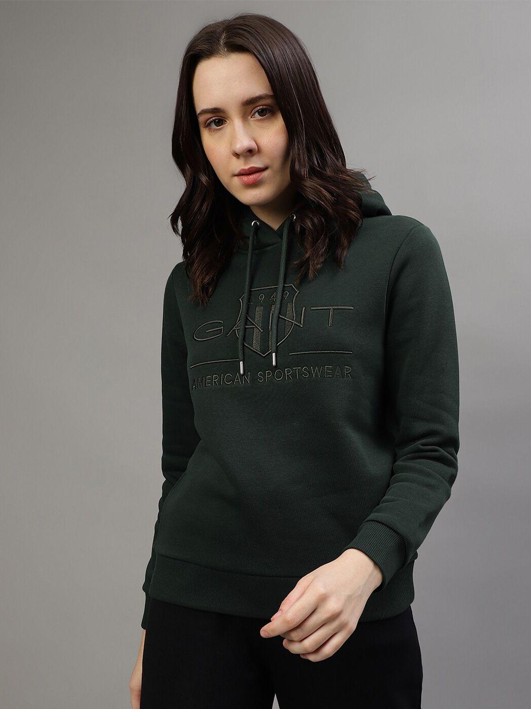 gant embroidered hooded pullover sweatshirt