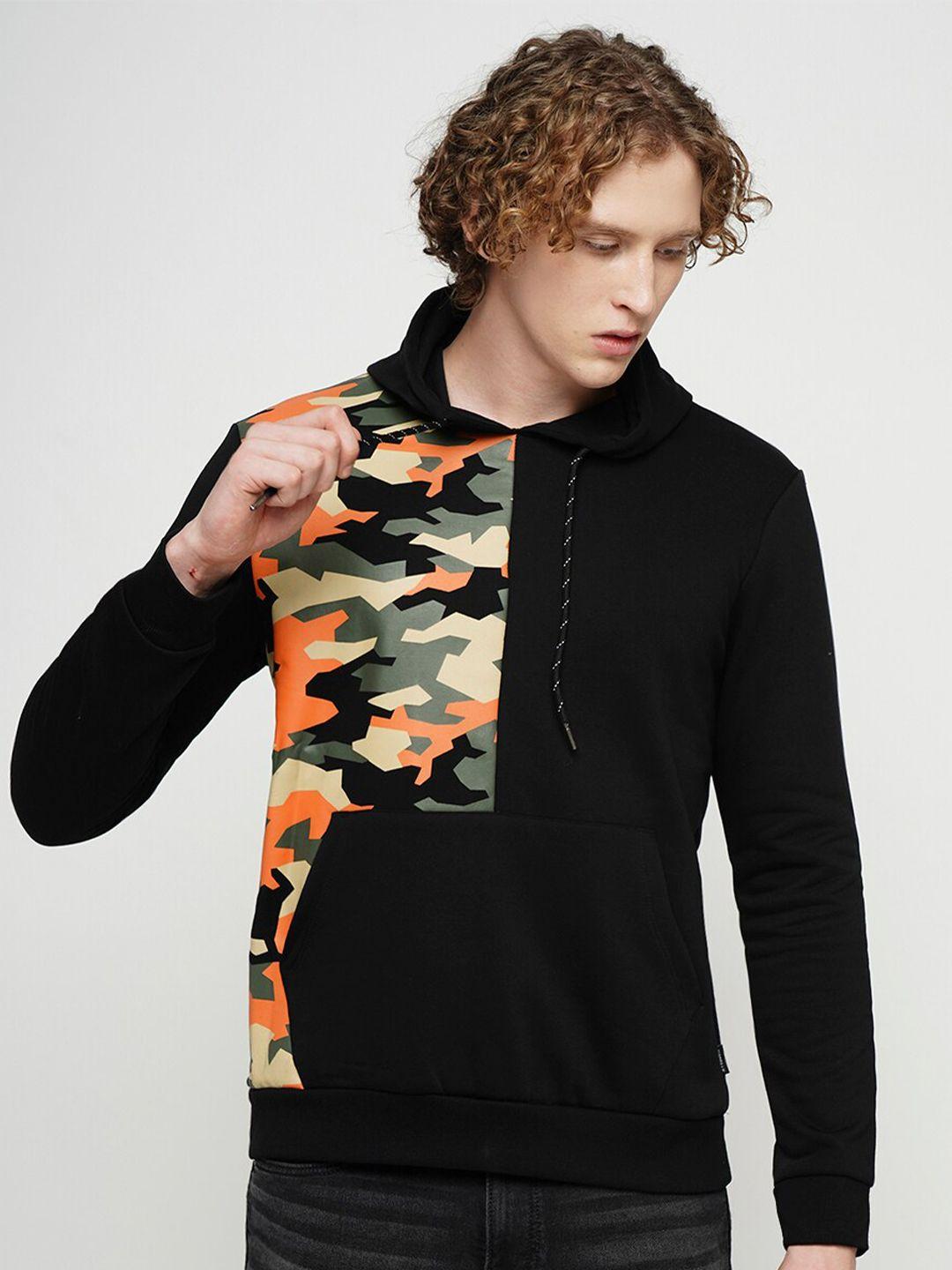 jack & jones camouflage printed cotton hooded pullover sweatshirt