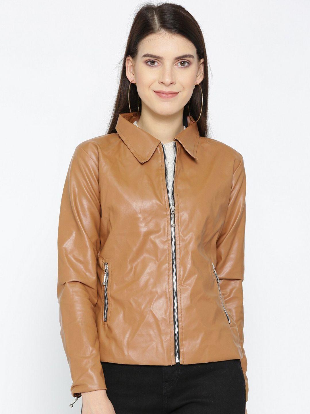 baesd spread collar lightweight leather jacket