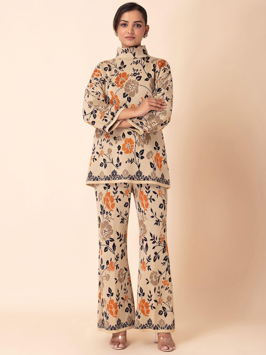 indya floral printed tunic with trousers