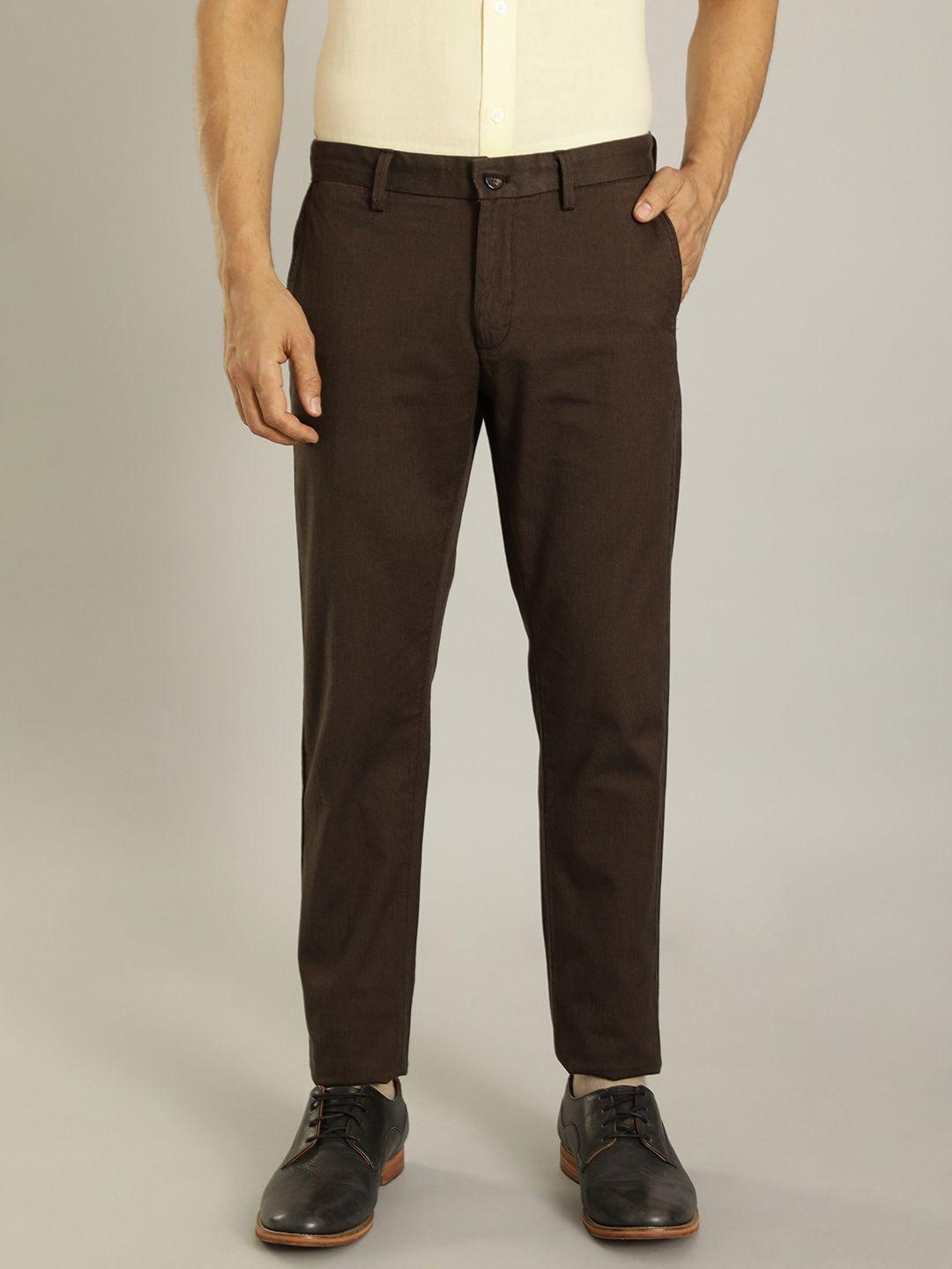 indian terrain men mid-rise brooklyn slim fit formal trousers