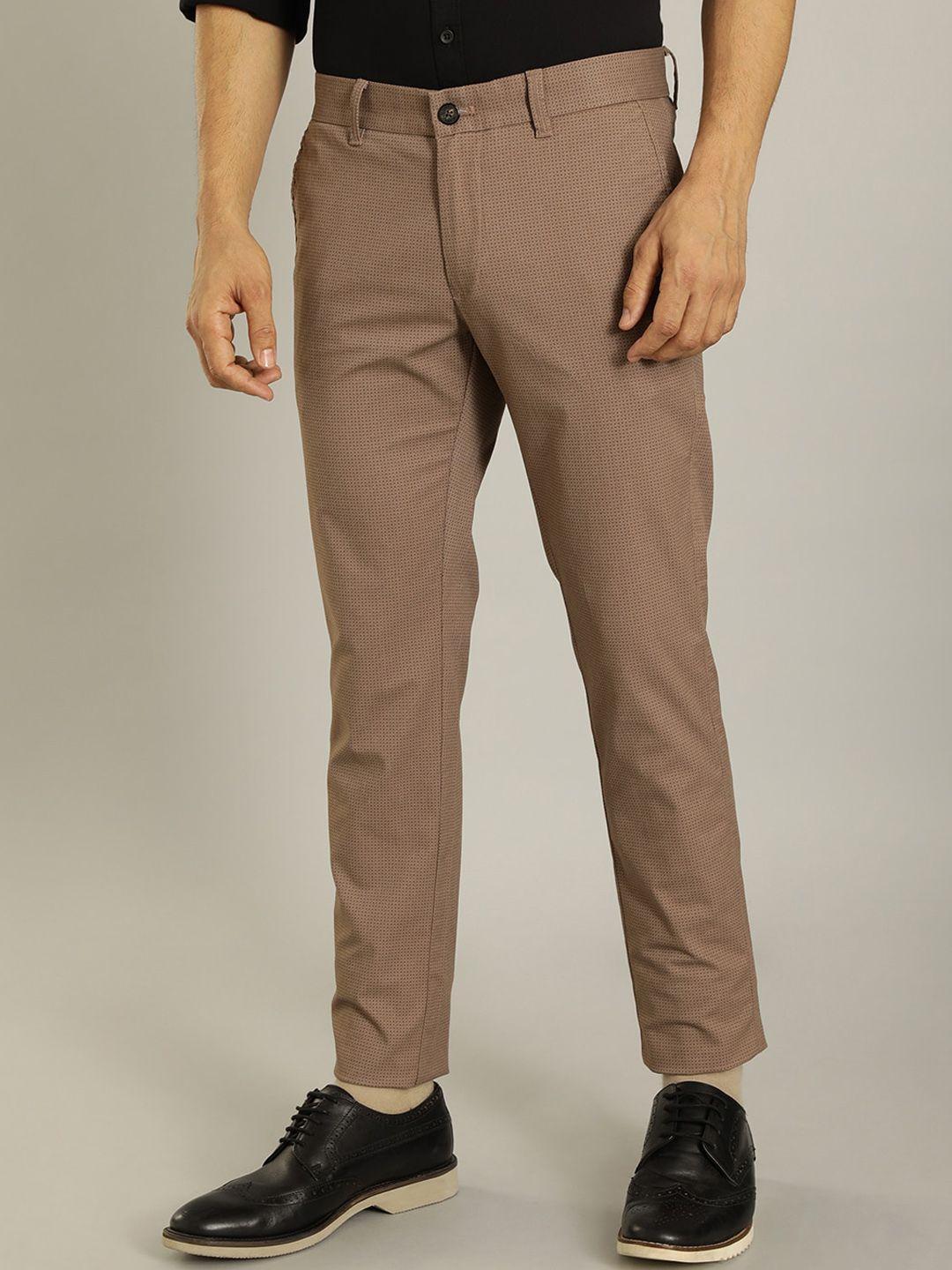 indian terrain men textured brooklyn slim fit trousers