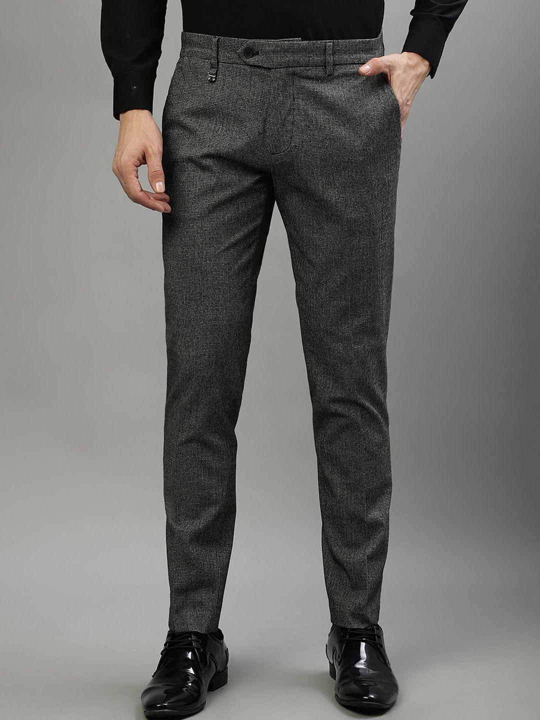 antony morato men textured mid-rise skinny fit formal trousers