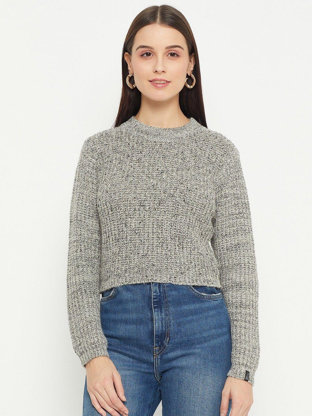 creative line self design woollen crop top