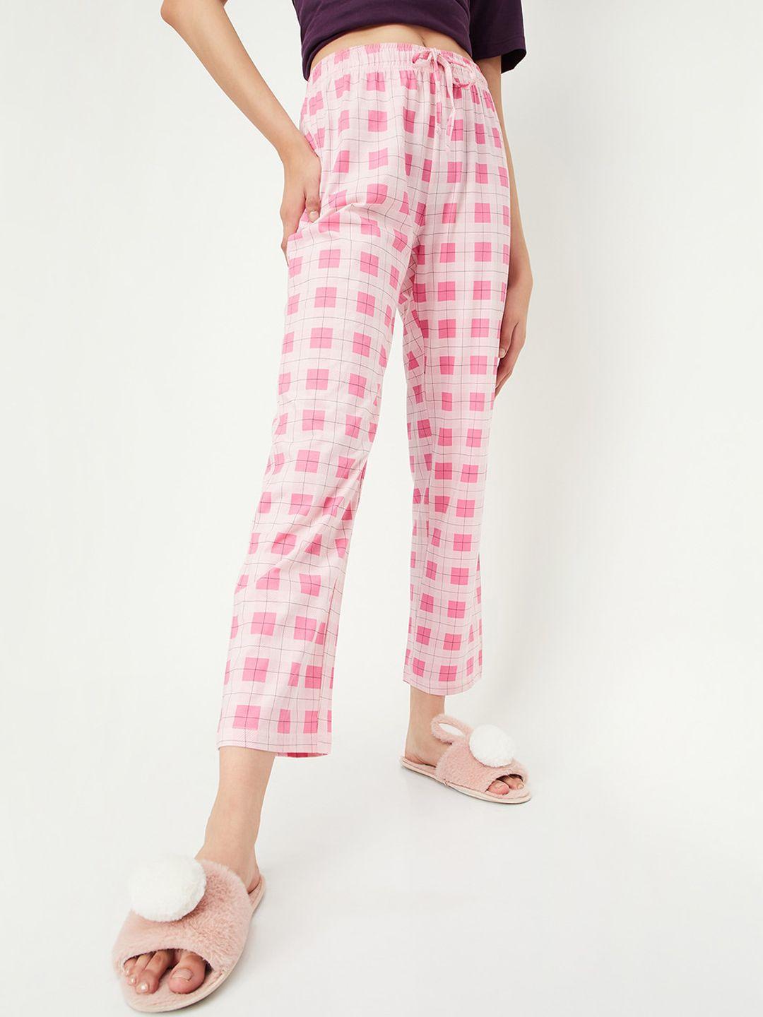 max women checked pure cotton lounge pant