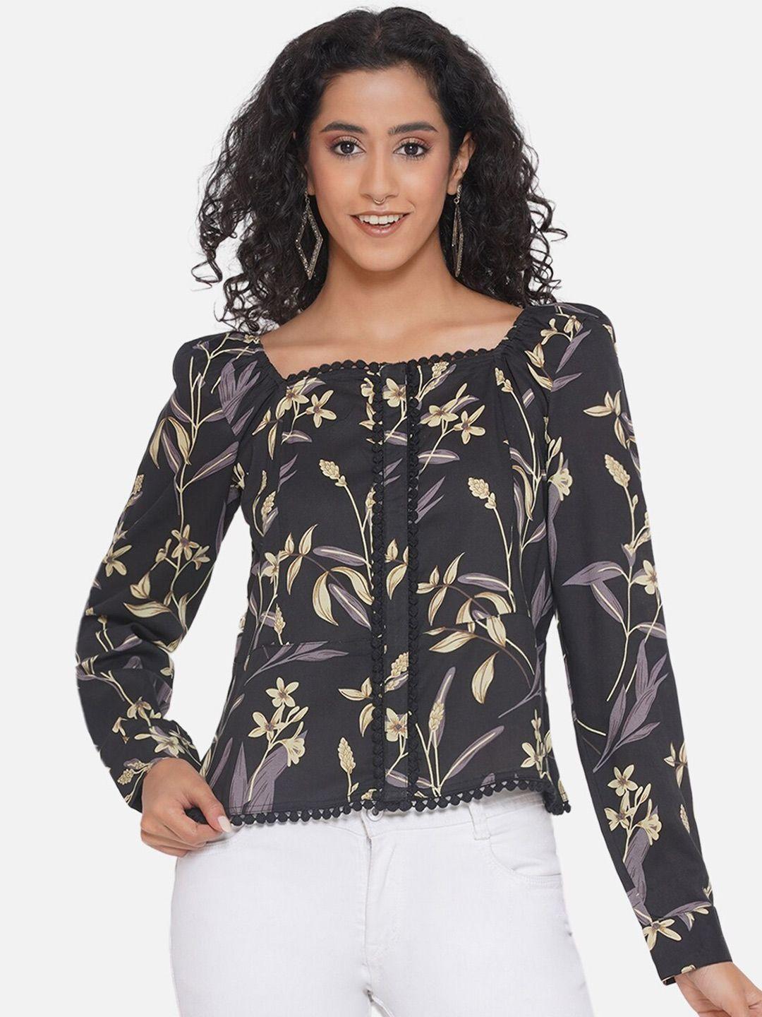 bellamia floral printed square neck regular top