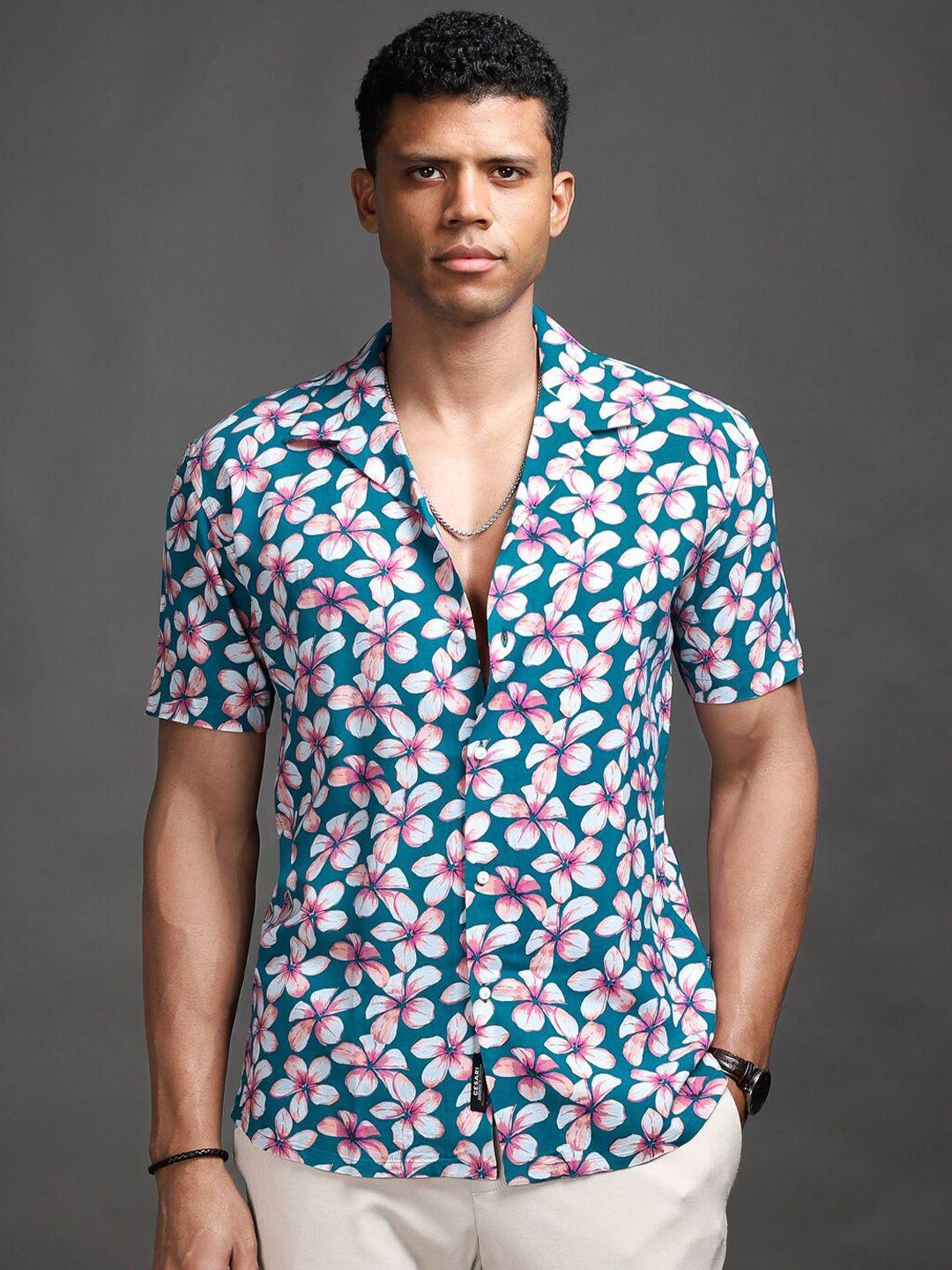 cesari london comfort floral printed casual shirt