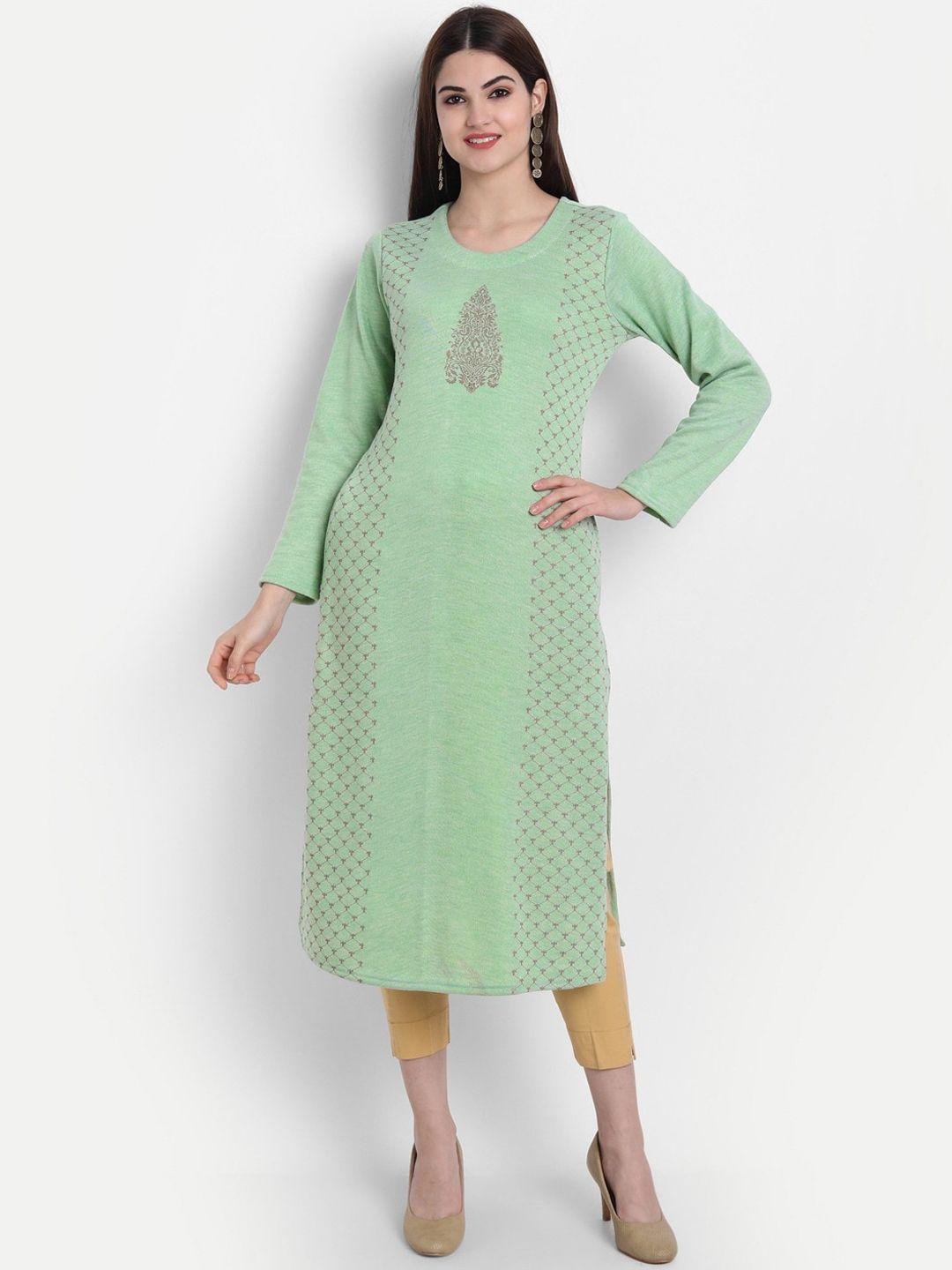 suti ethnic motifs printed round neck kurta