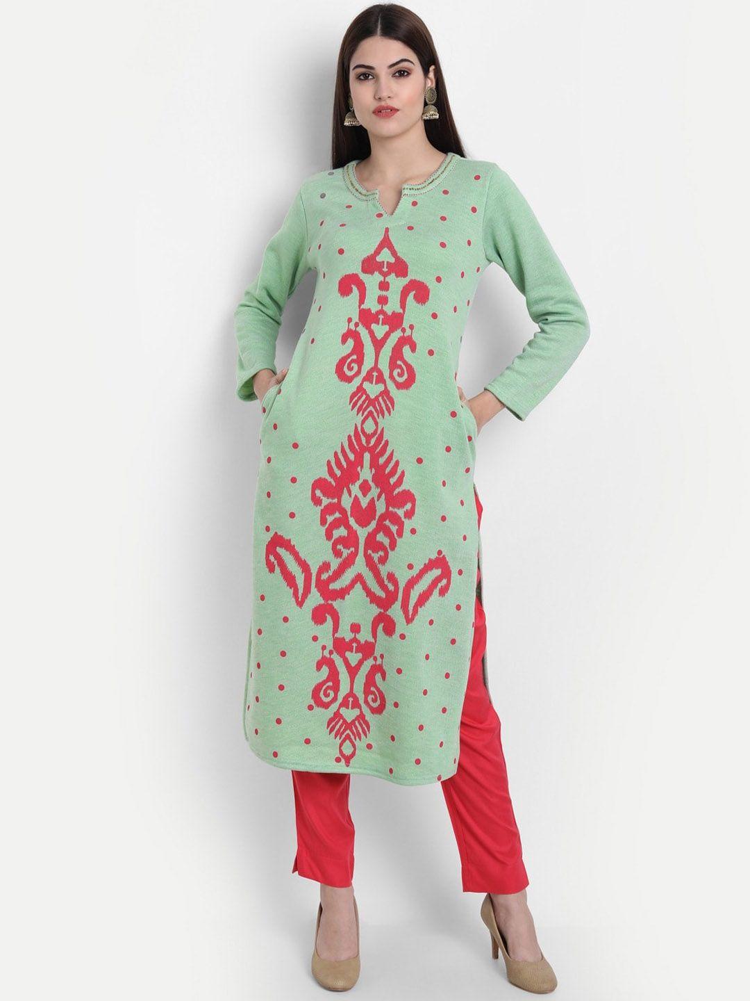 suti printed woollen straight kurta