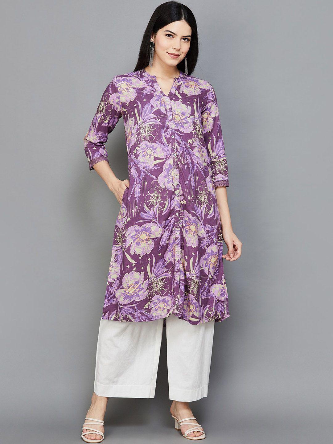 melange by lifestyle floral printed a-line kurta