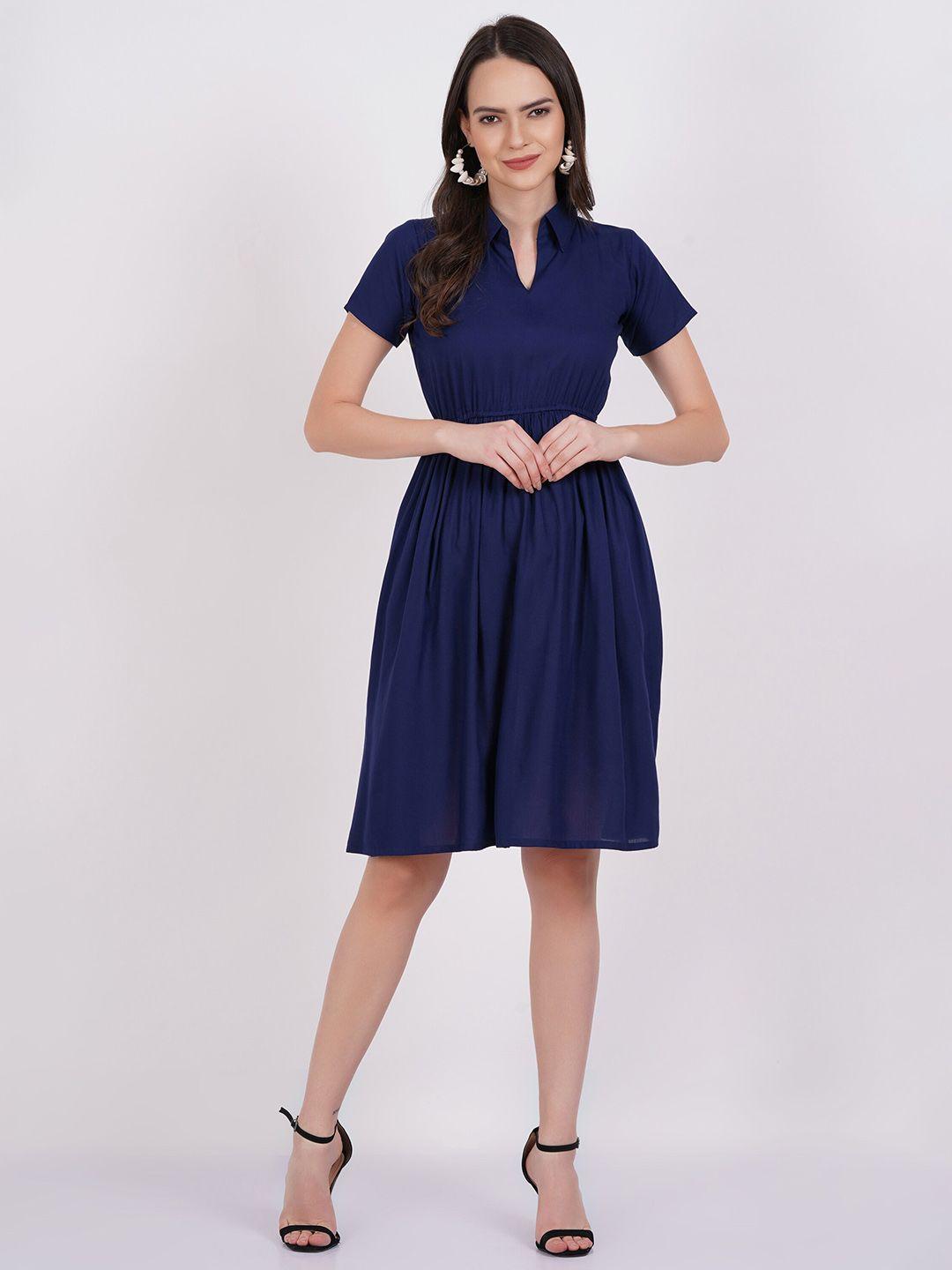 purshottam wala shirt collar fit & flare dress