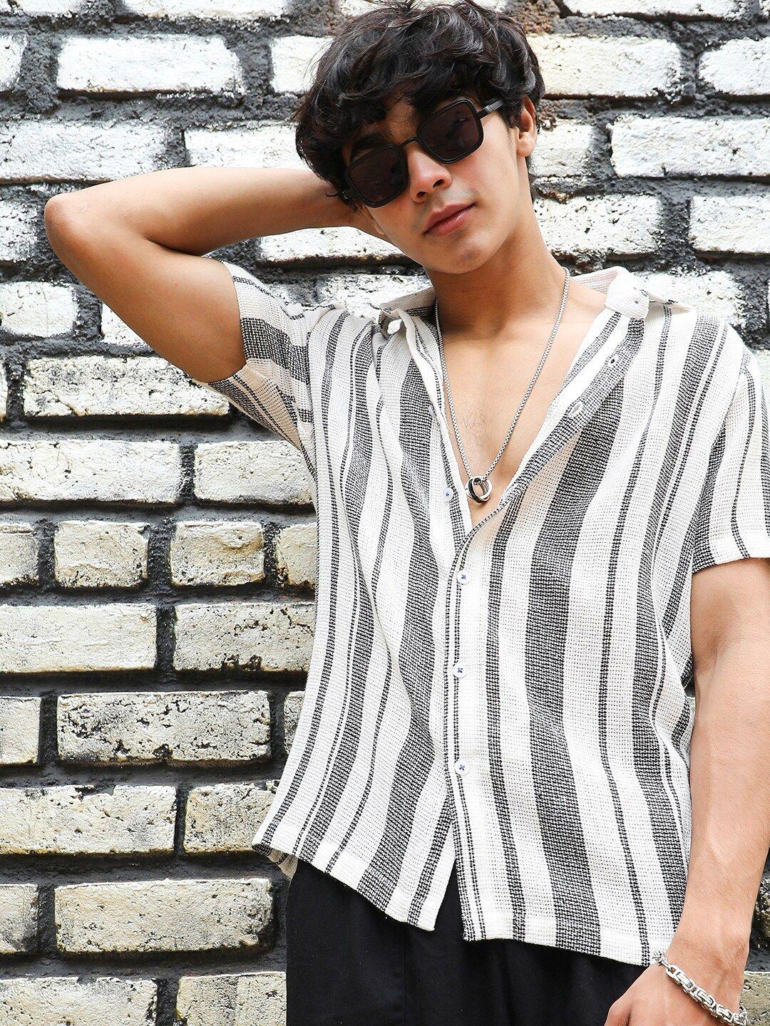 campus sutra classic vertical striped casual shirt