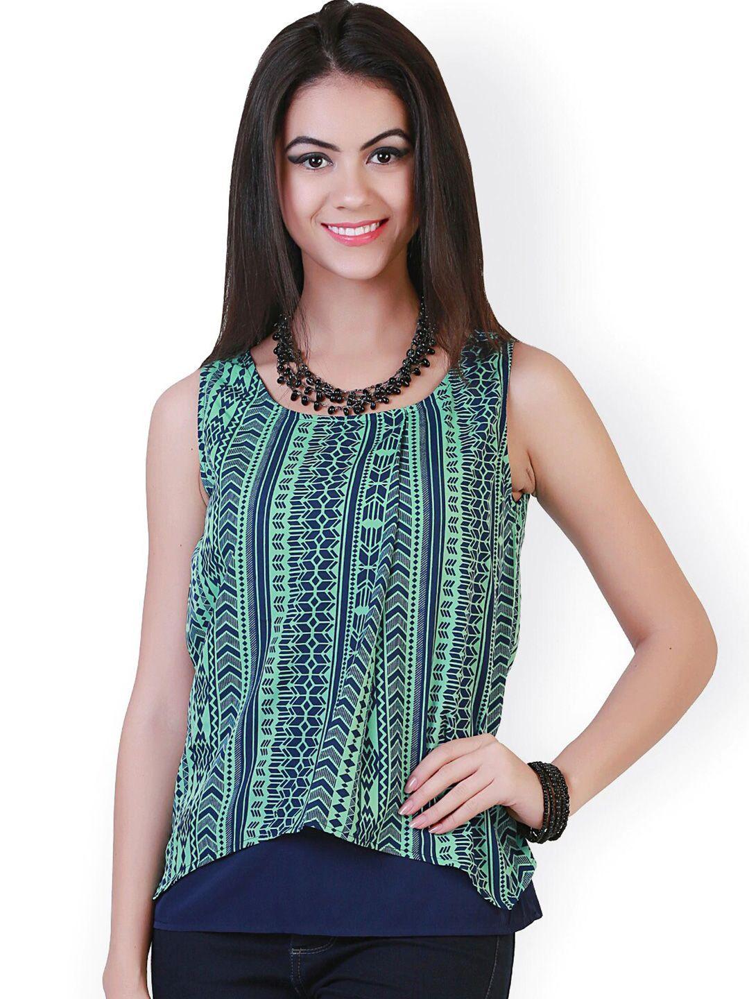 baesd geometric printed layered georgette regular top