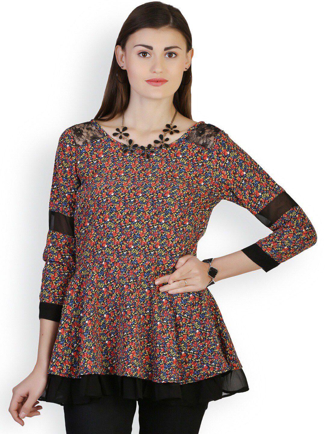 baesd floral printed round neck peplum top