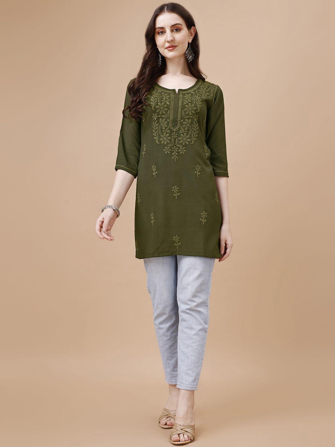 sazrika floral embroidered thread work kurta