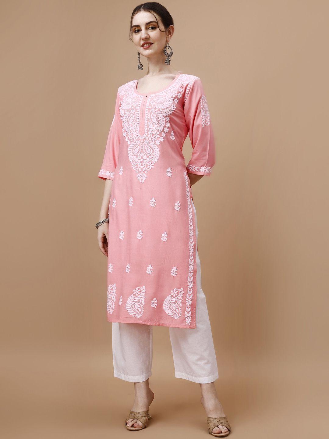 sazrika floral embroidered straight kurta