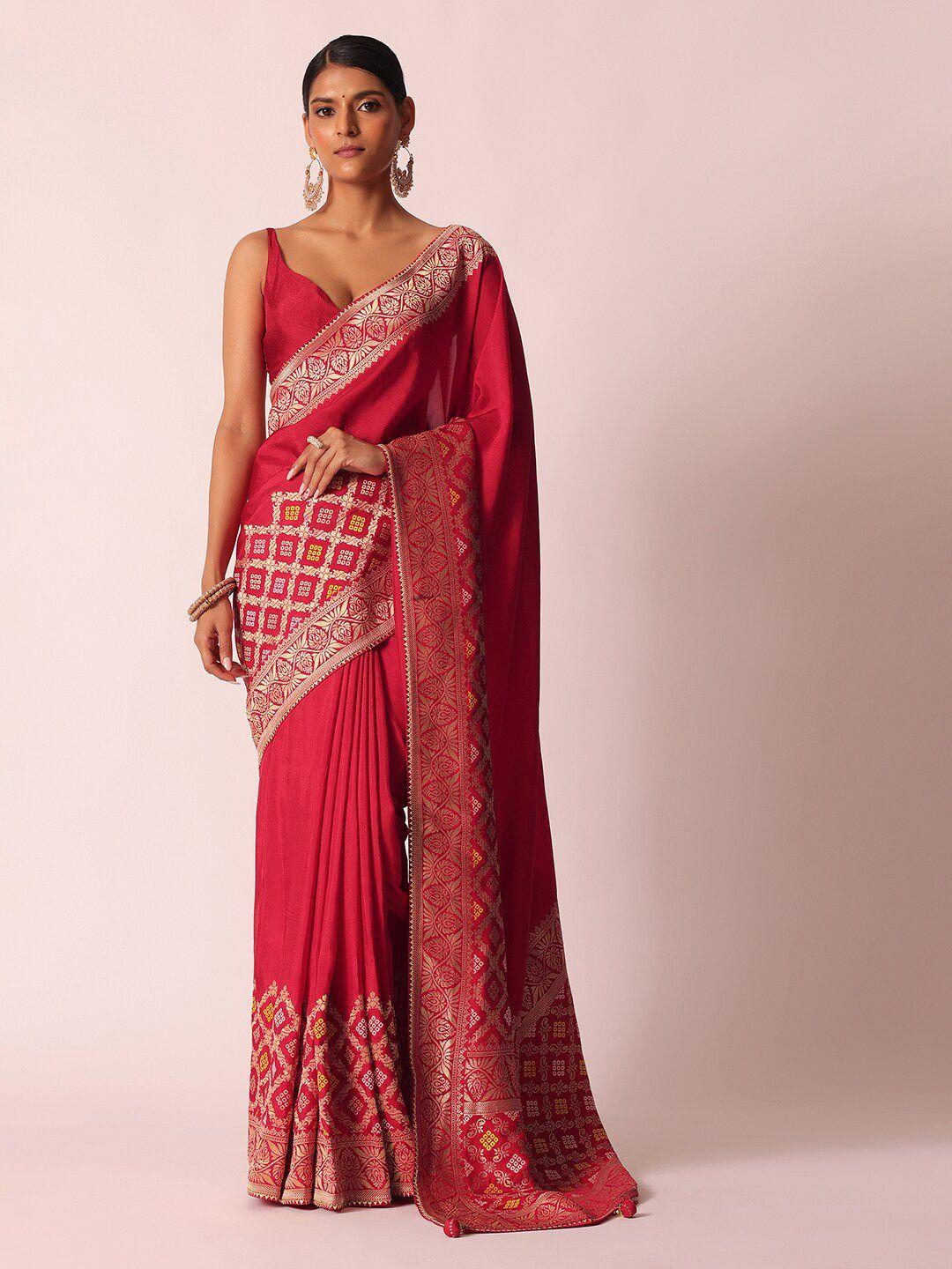 kalki fashion bandhani woven design zari saree