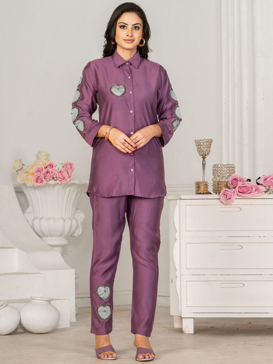 kiana embroidered shirt with trousers co-ords