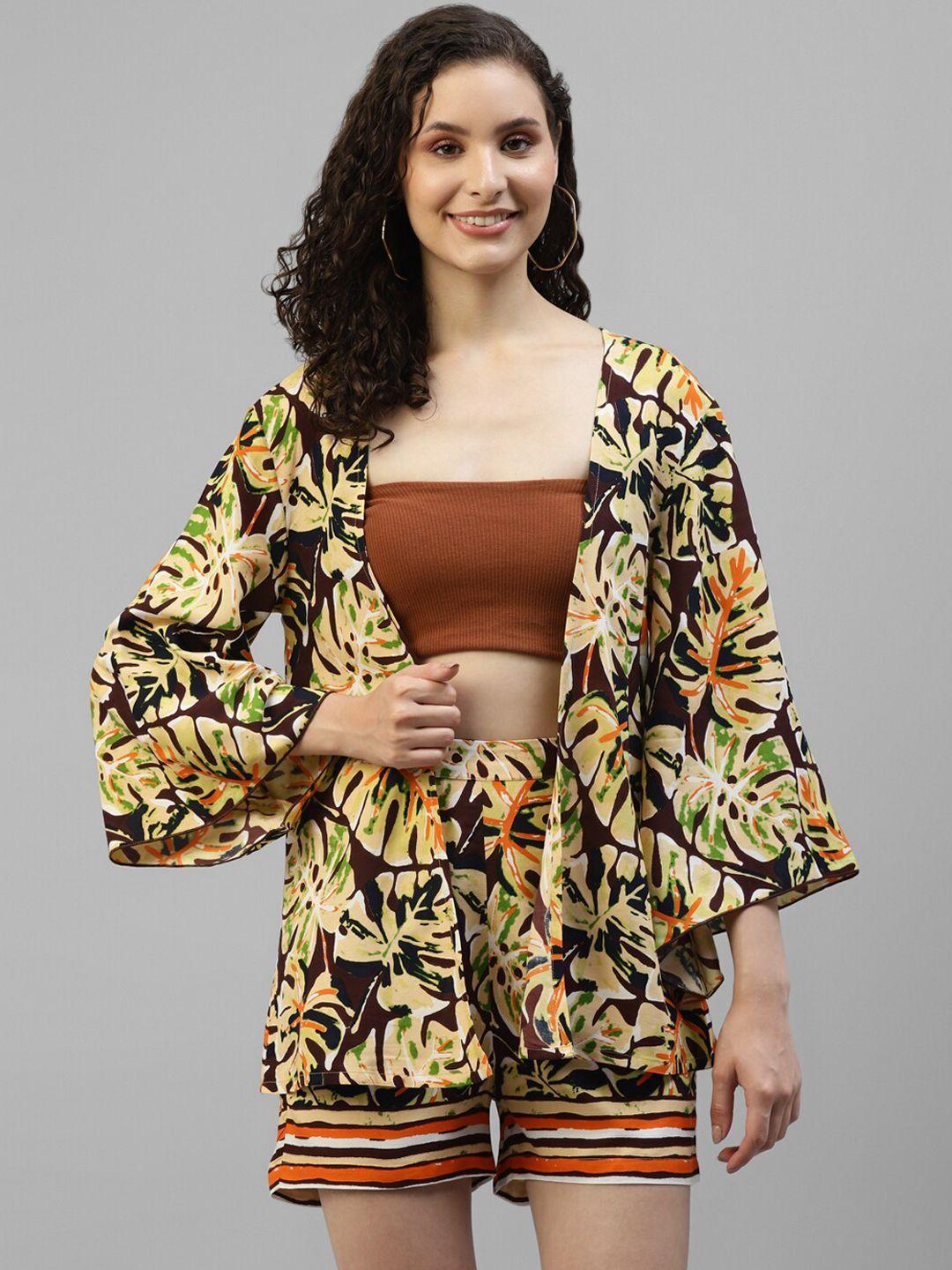 deebaco printed shrug with shorts co-ords