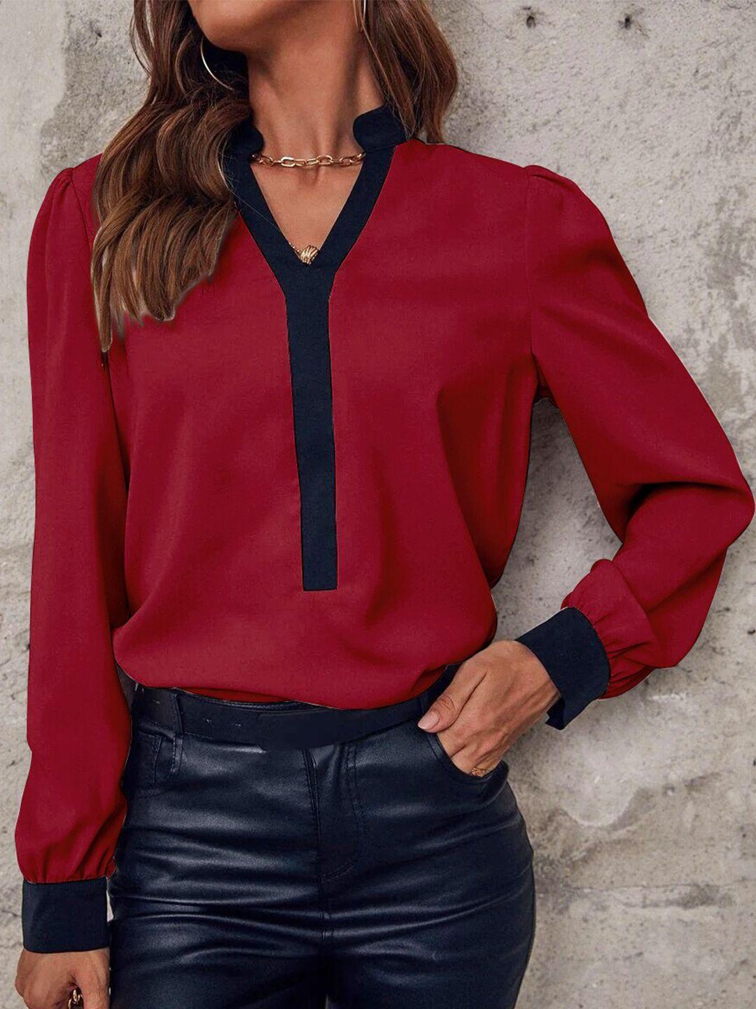 slyck maroon puff sleeve top