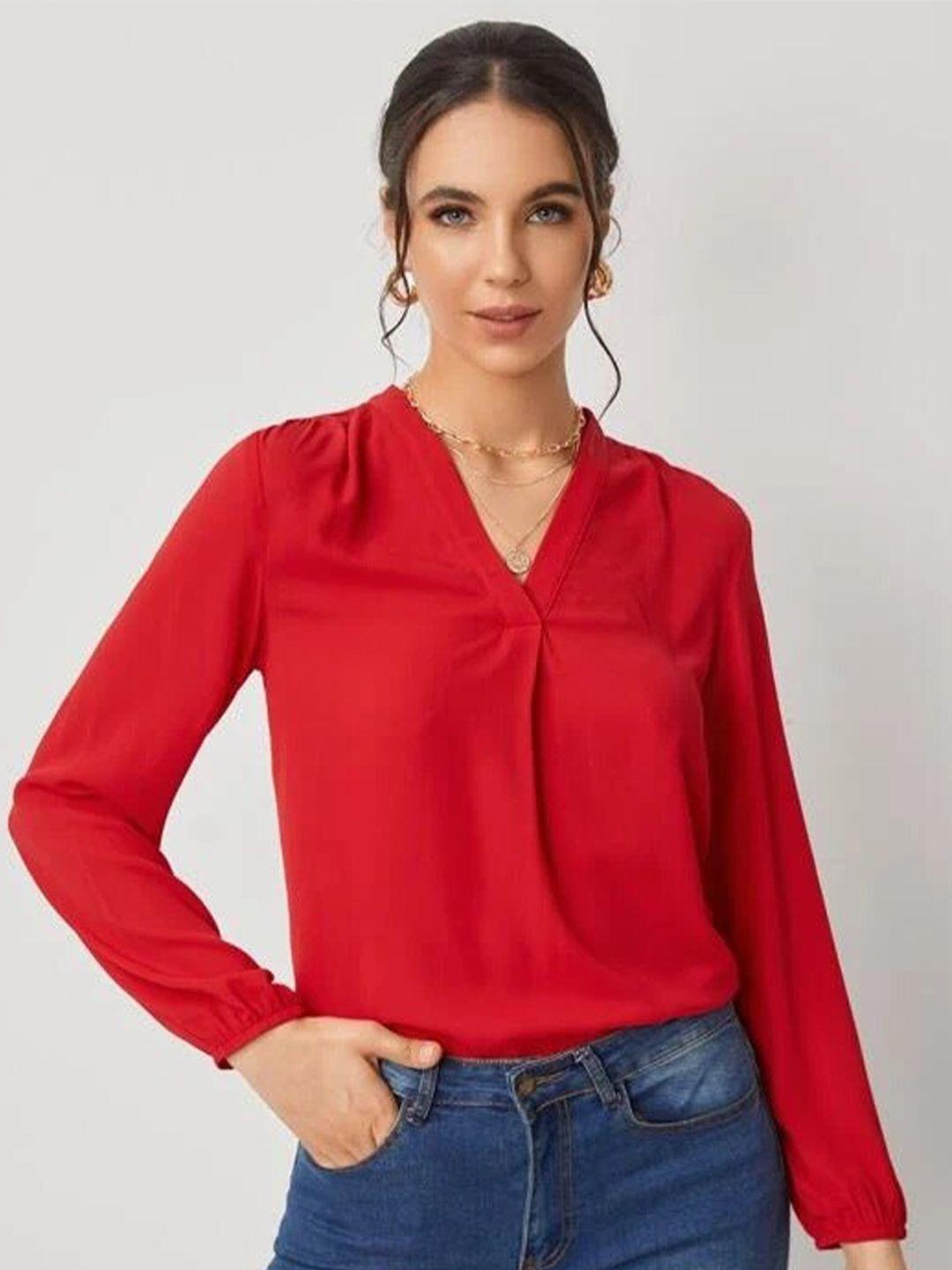 slyck v-neck puff sleeves shirt style top