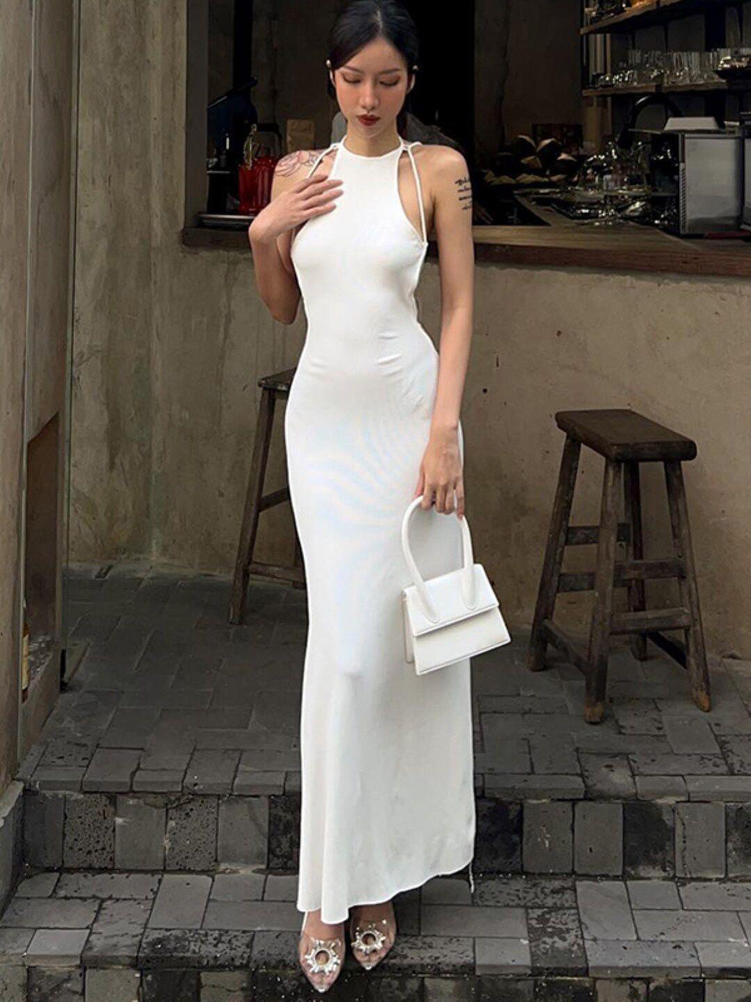 stylecast halter neck bodycon maxi dress