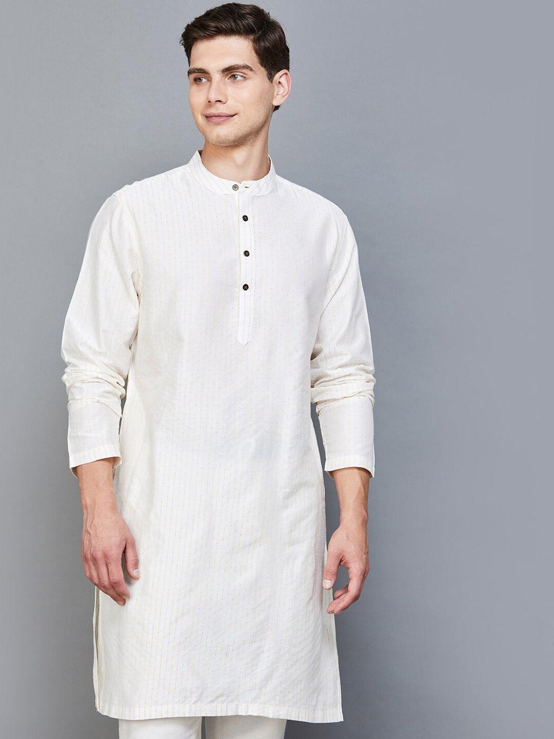 melange by lifestyle woven design cotton straight kurta