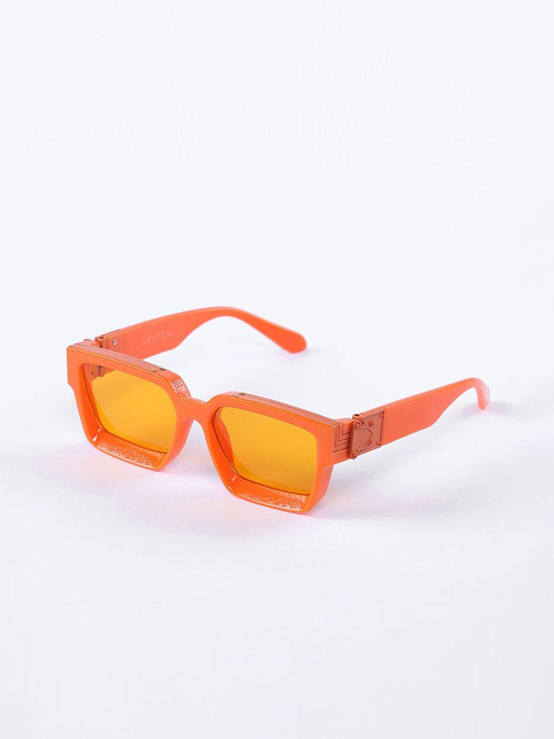 snitch men orange uv protected lens rectangle sunglasses sn0021