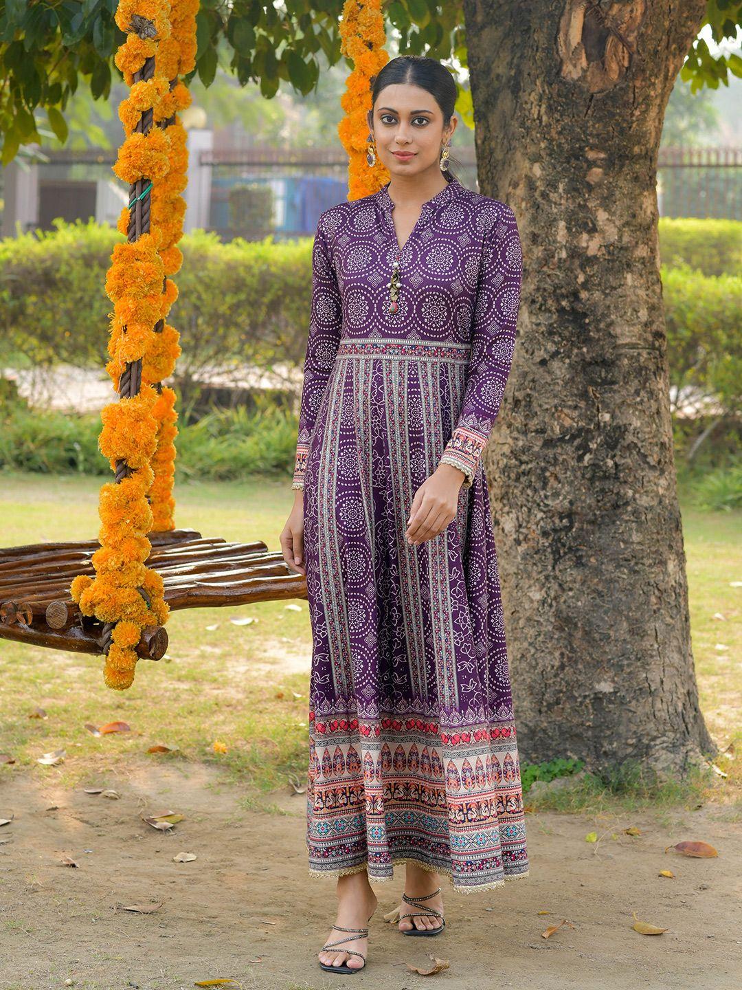 idhu floral printed anarkali kurta