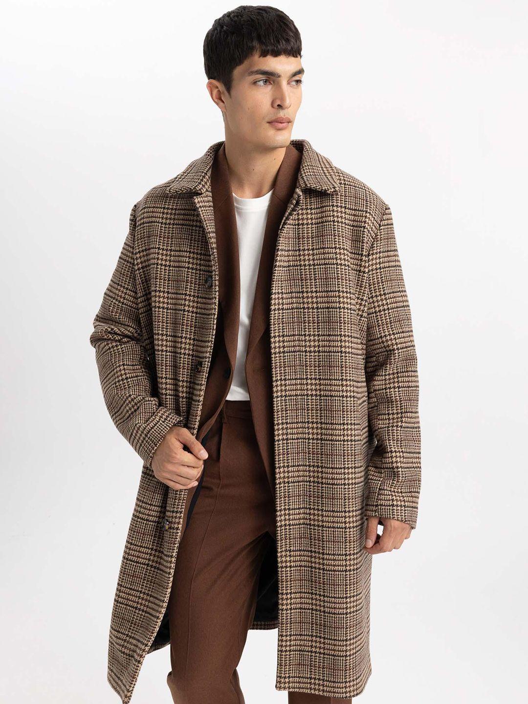 defacto checked spread collar longline tailored jacket