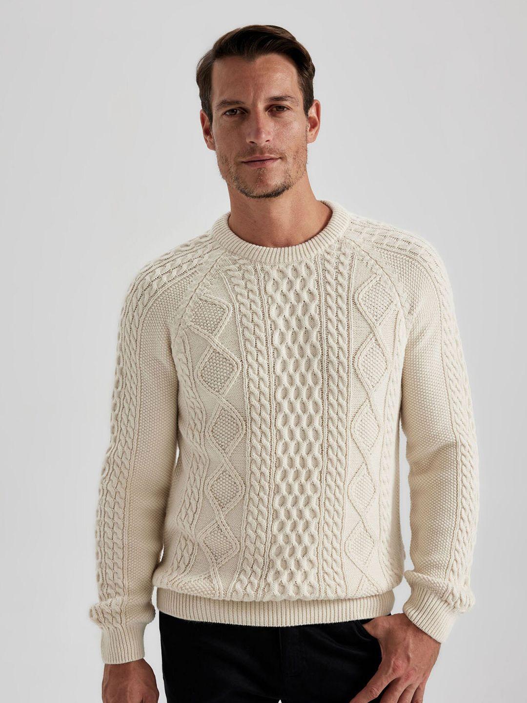 defacto cable knit round neck long sleeves acrylic pullover sweater