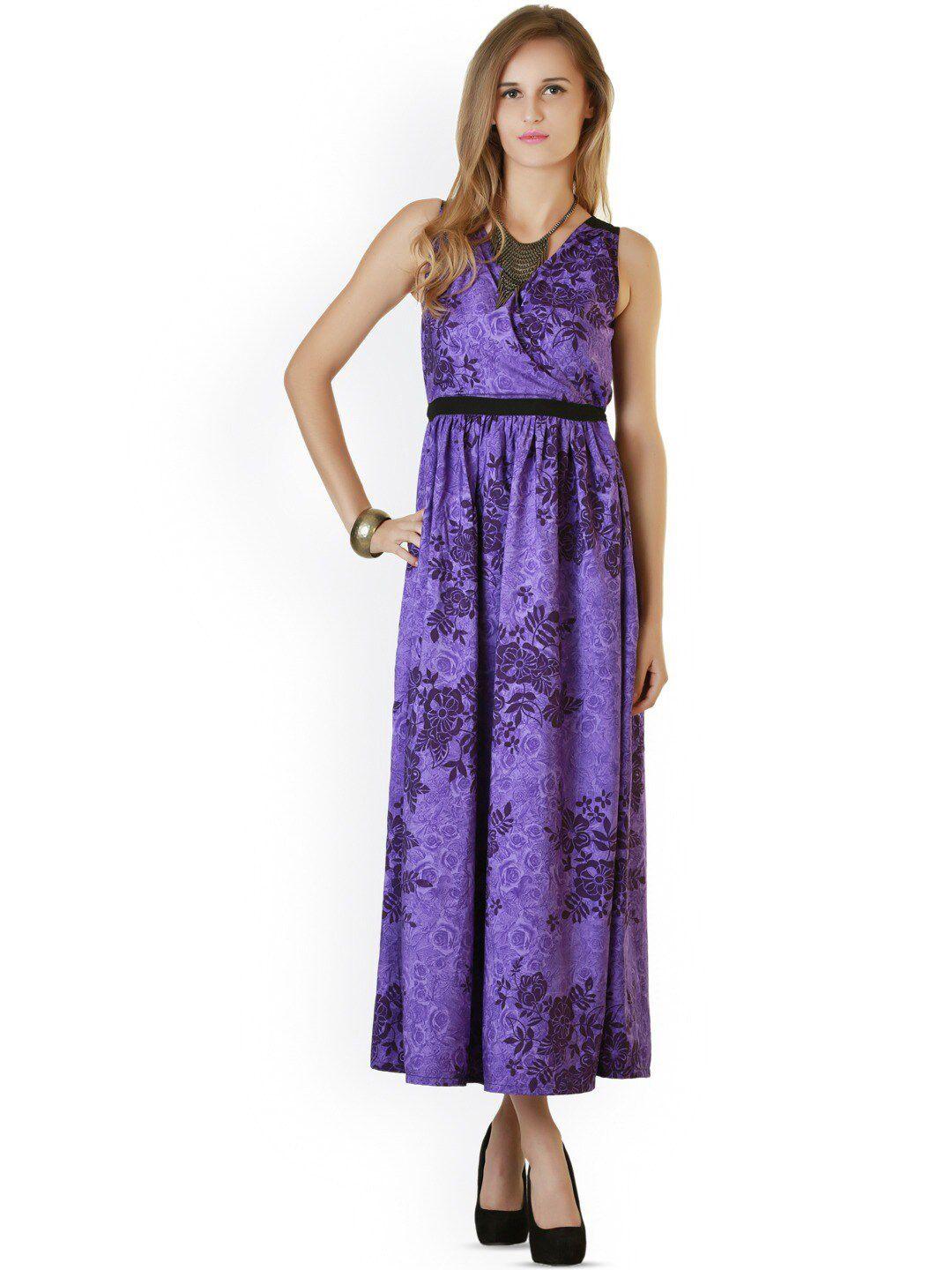 baesd floral printed georgette a-line maxi dress