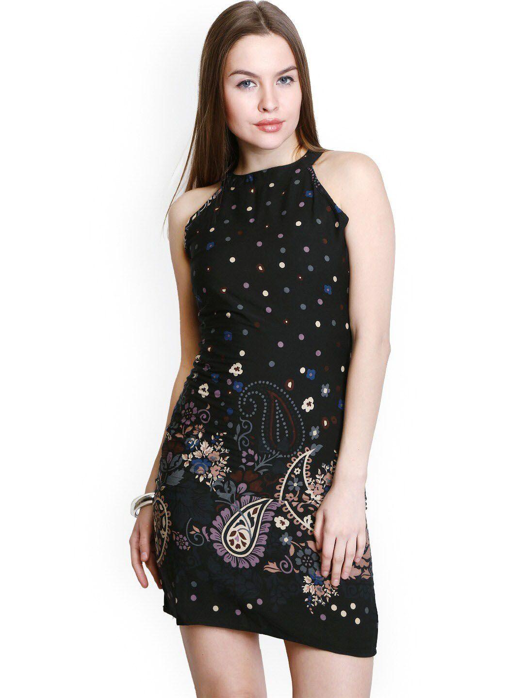 baesd ethnic print sleeveless crepe sheath dress