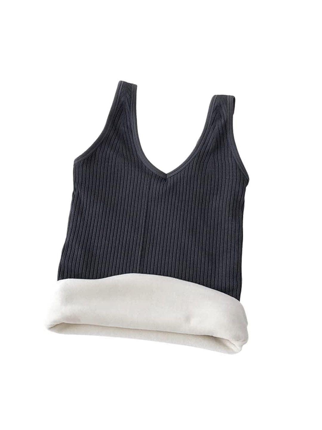 alexvyan winter warm fleece inside wide strap-slim fit thermal camisole