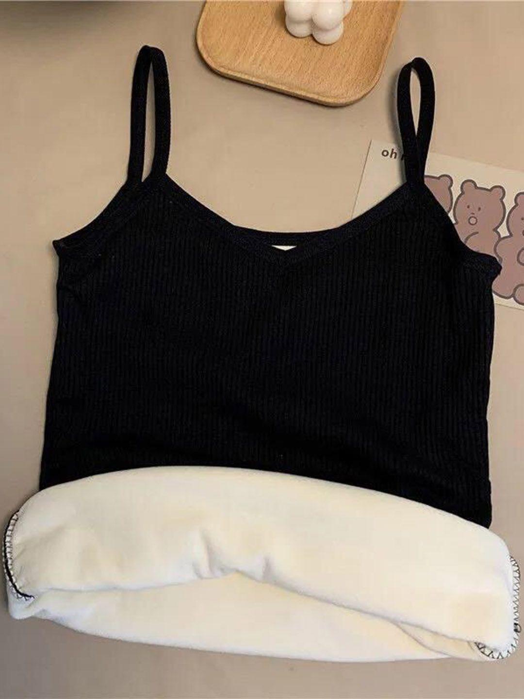 alexvyan winter warm fleece inside narrow strap-slim fit thermal camisole