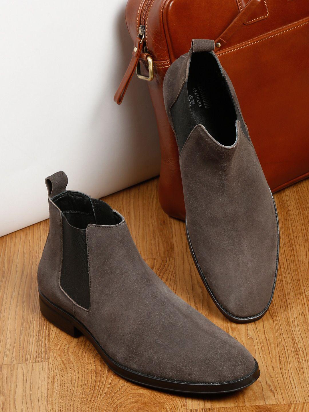 teakwood leathers men mid top suede chelsea boots