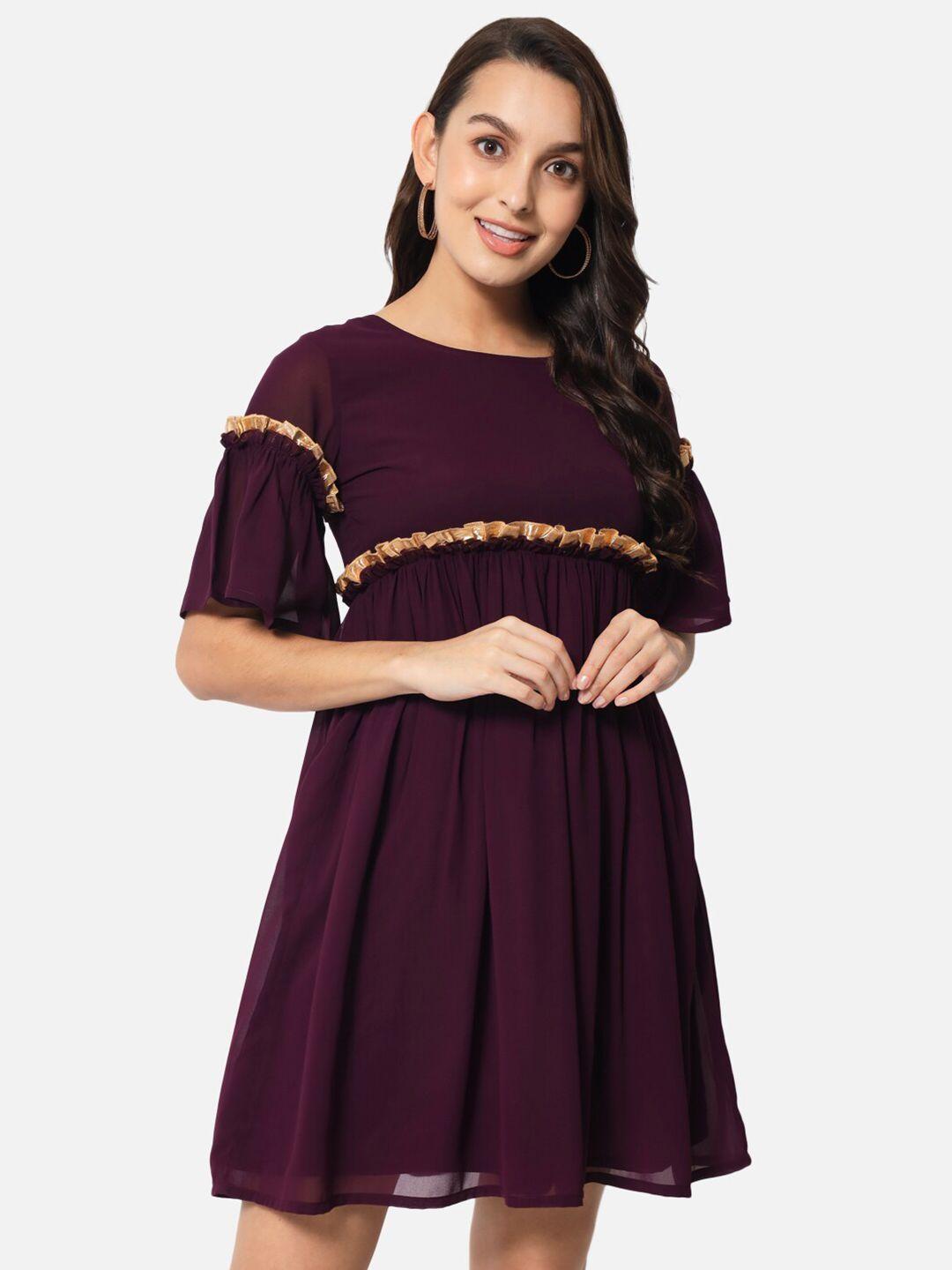 baesd bell sleeve gathered detail a-line dress