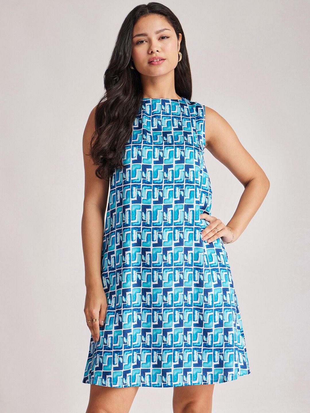 fablestreet geometric printed a line dress