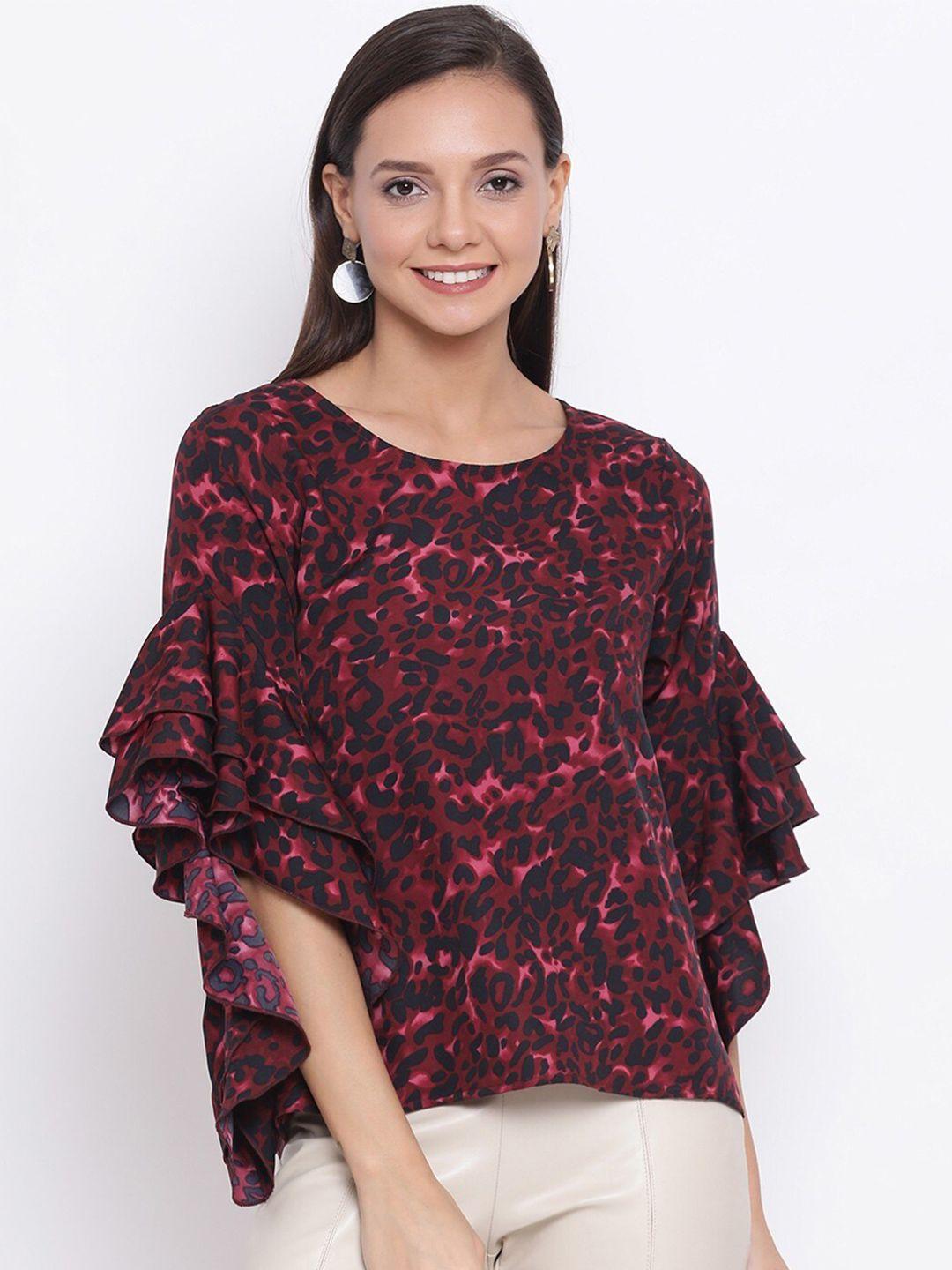 baesd animal printed flared sleeves top