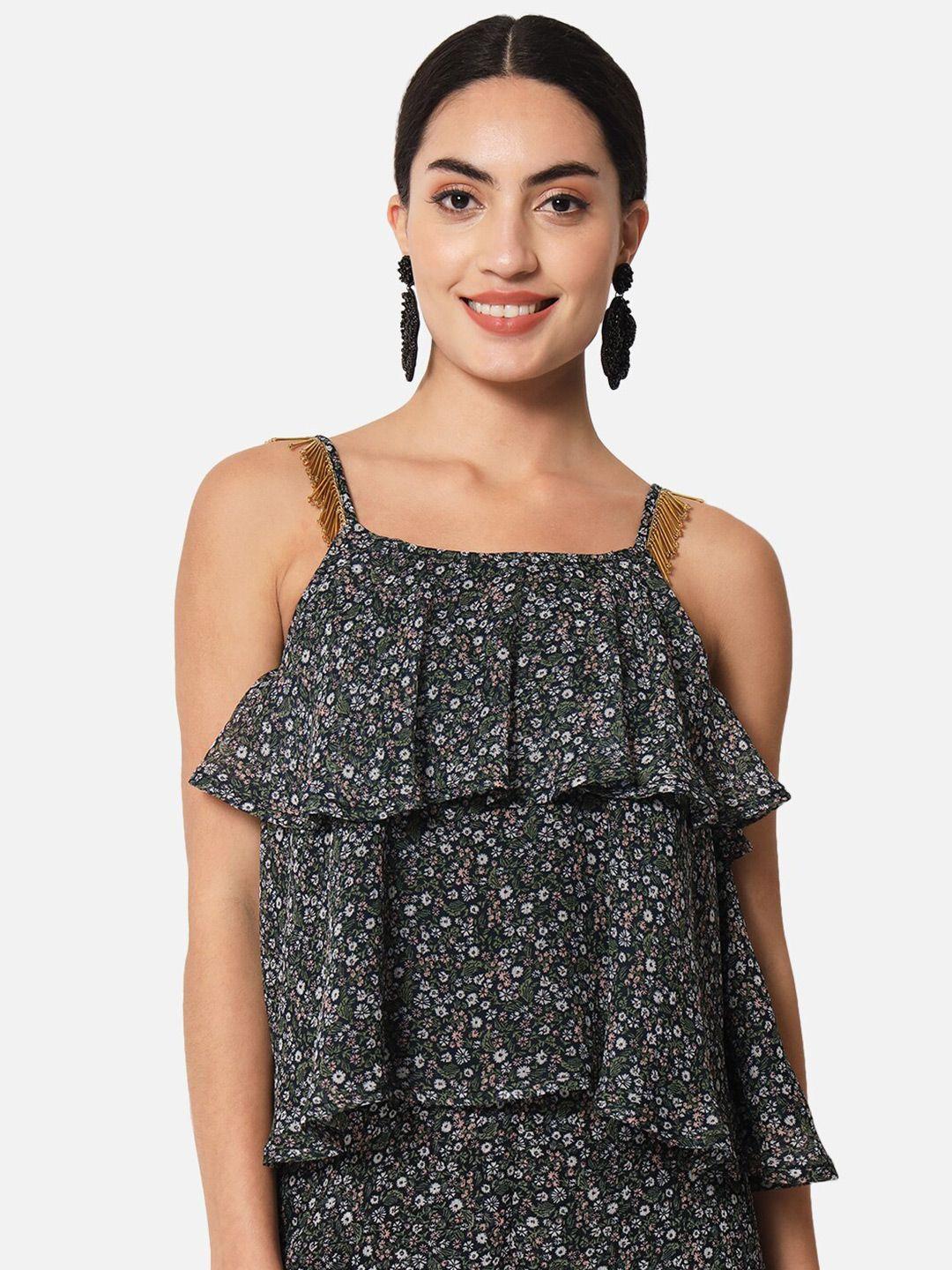 baesd floral printed shoulder straps tiered top