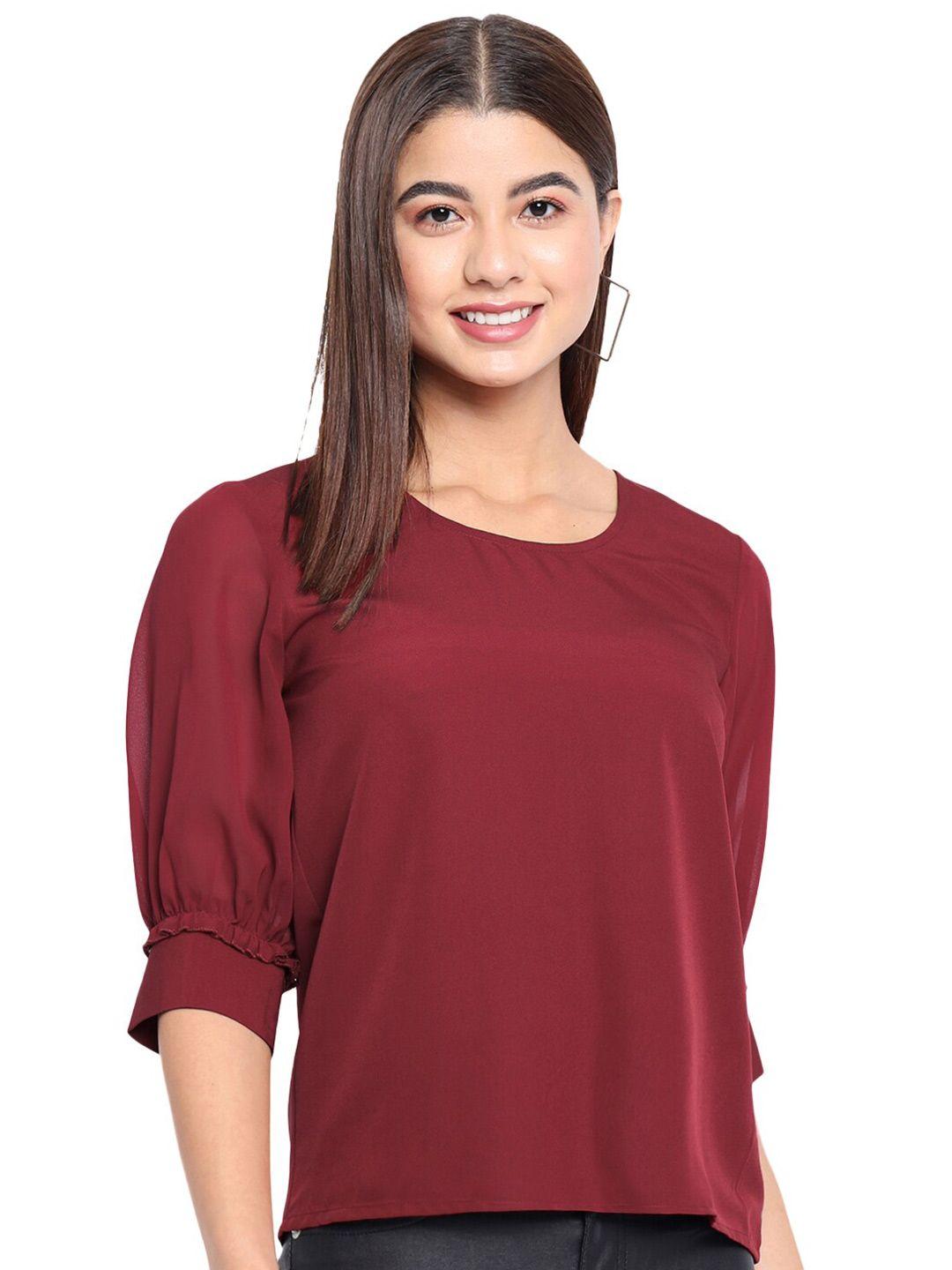 baesd round neck cuffed sleeves top