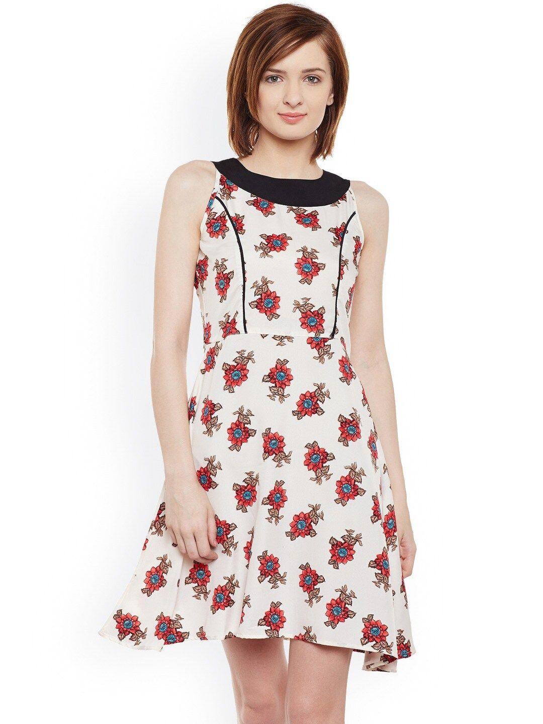 baesd floral printed fit & flare dress