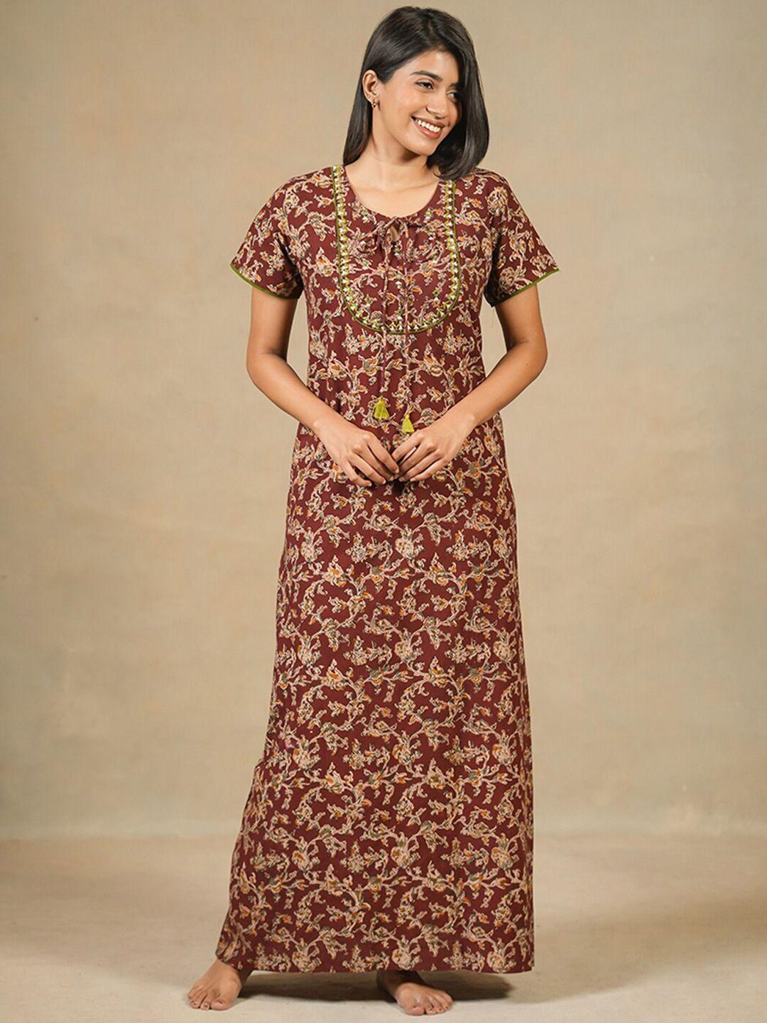 maybell floral printed pure cotton maxi nightdress