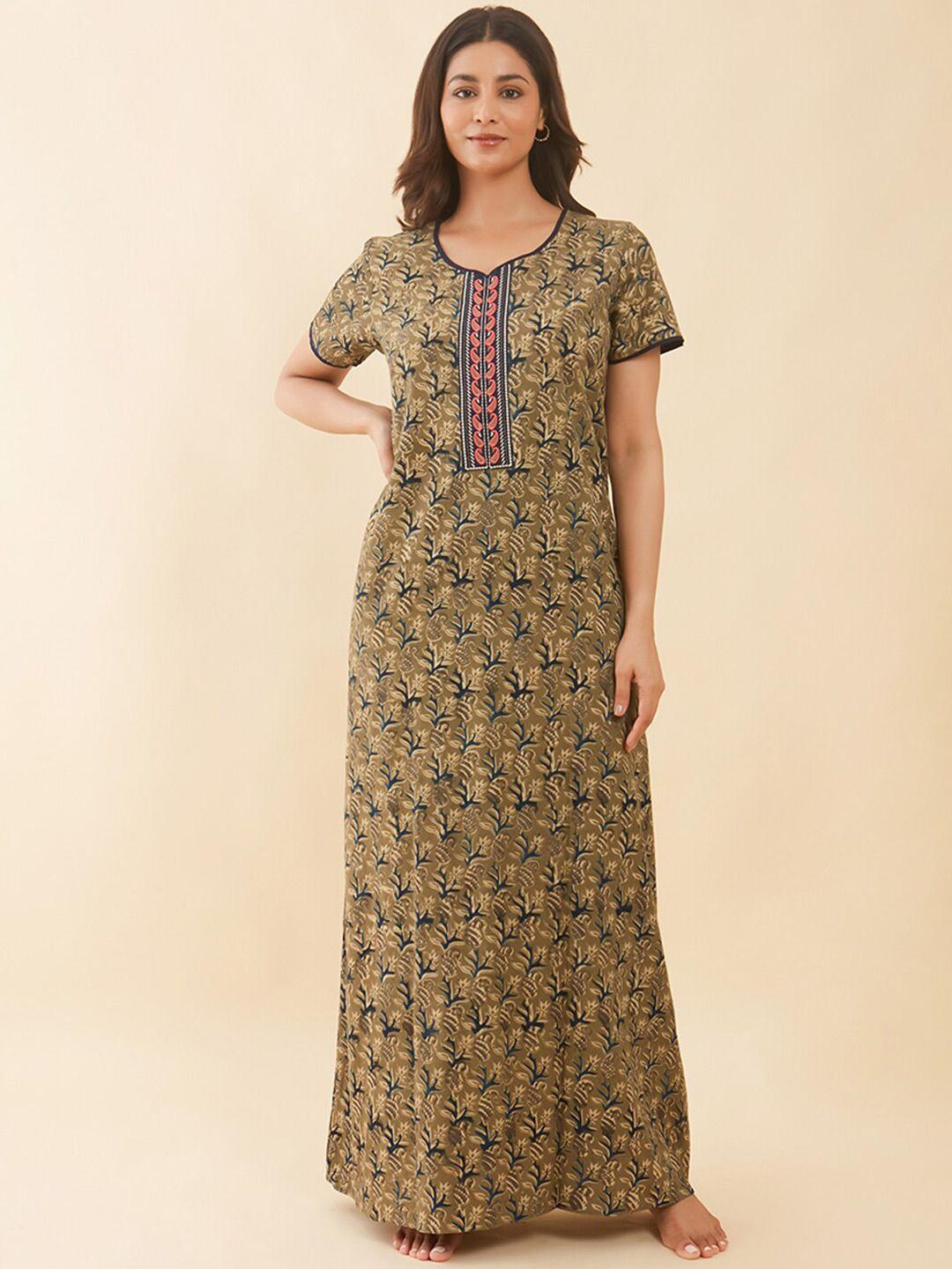 maybell floral printed pure cotton maxi nightdress