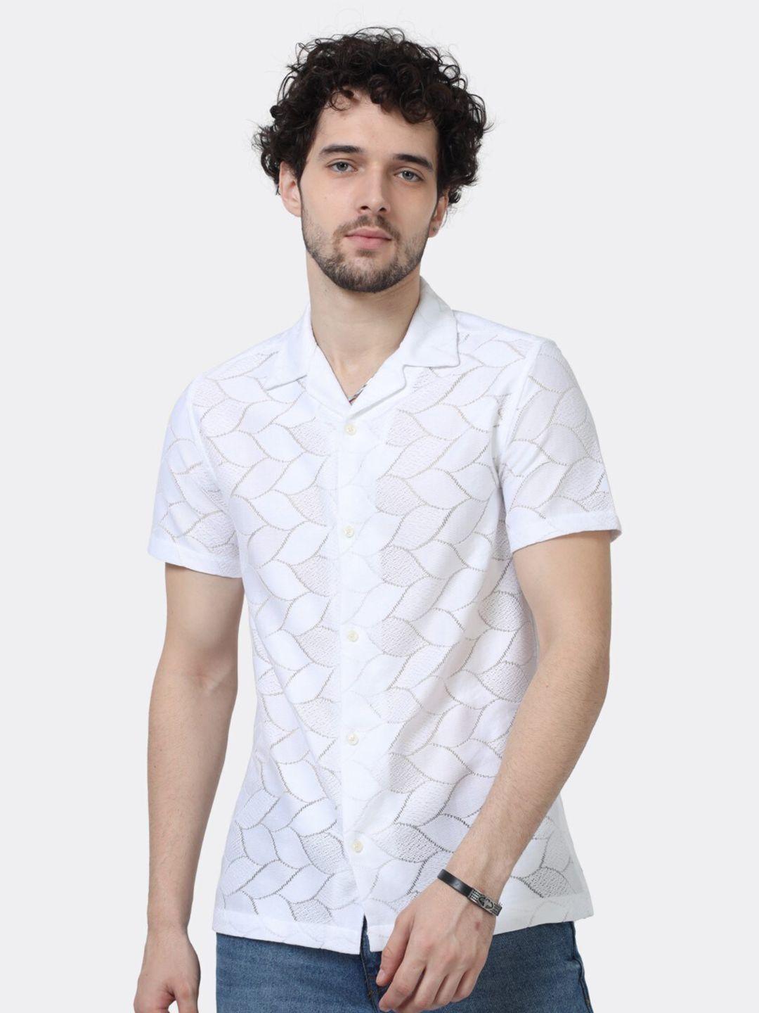 badmaash slim fit cuban collar short sleeves cotton casual shirt