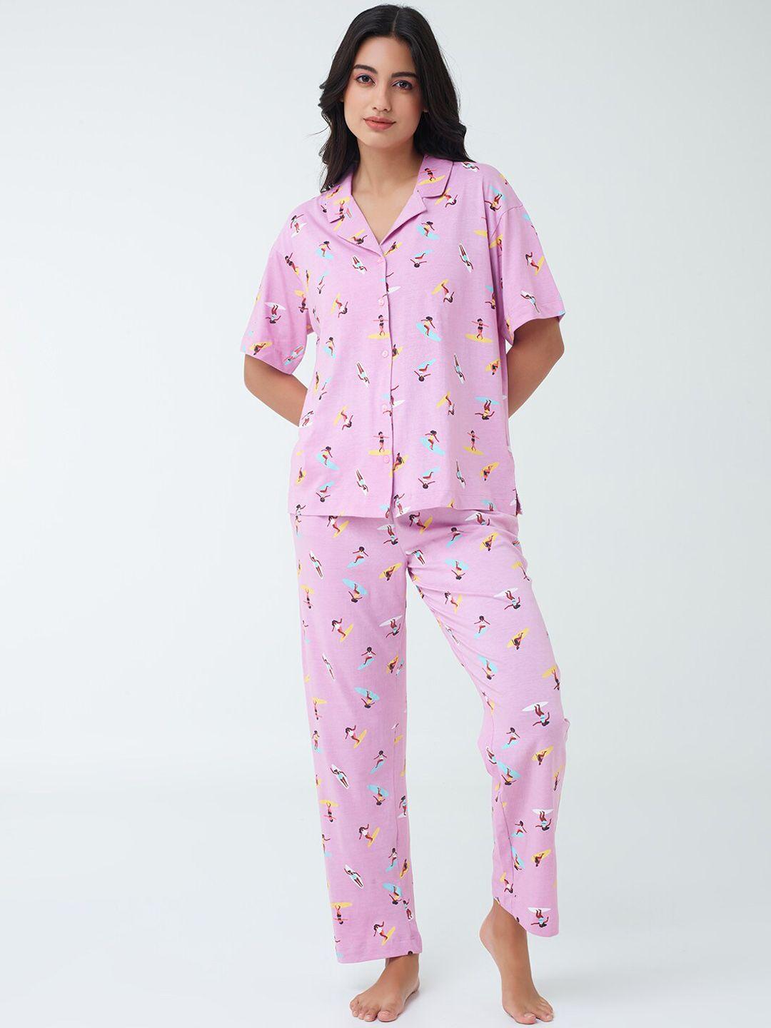 i like me conversational printed pure cotton night suit