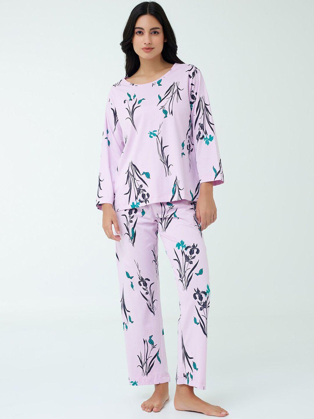 i like me floral printed pure cotton night suit