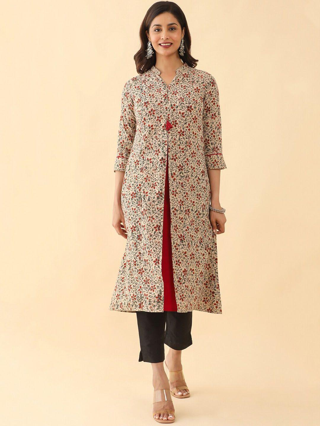 maybell floral printed cotton mandarin collar kurtas