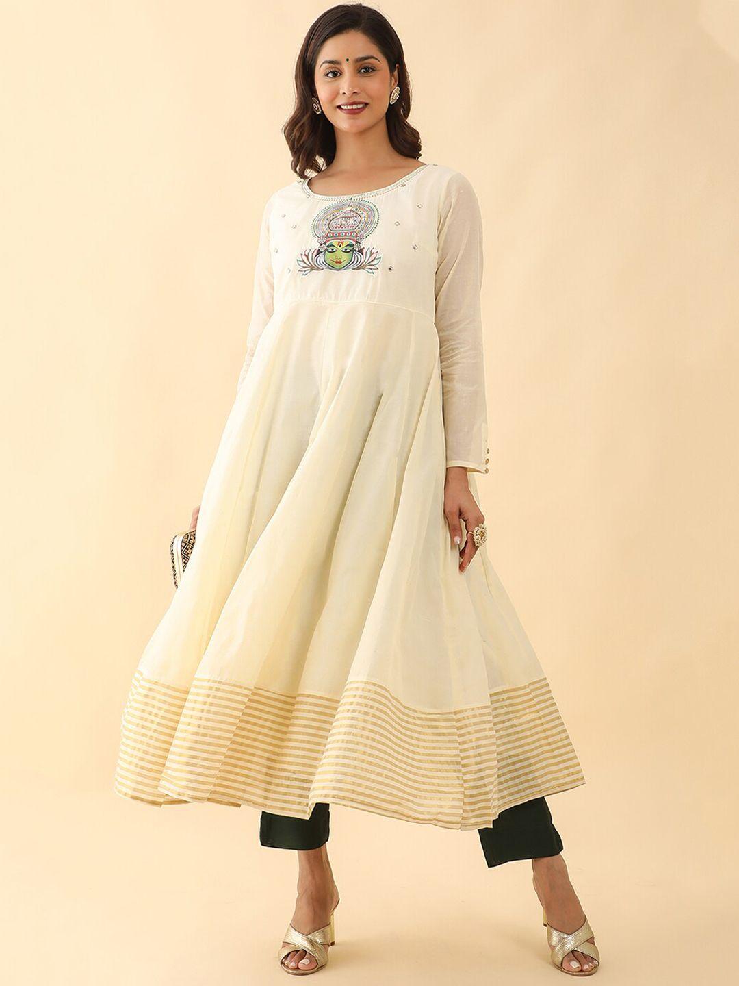 maybell ethnic motifs printed pure cotton anarkali kurta